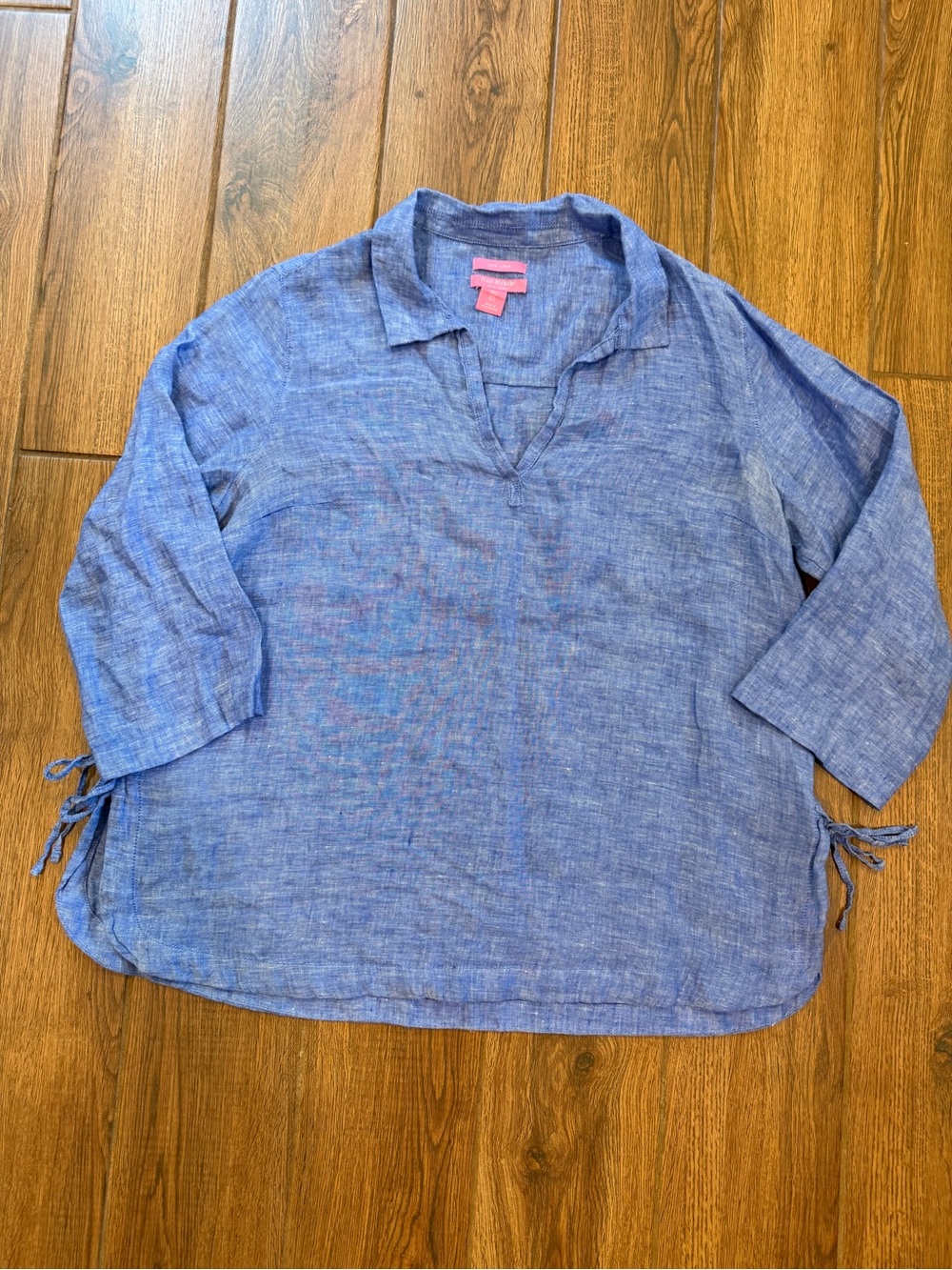Isaac Mizrahi Blue Linen-Blend Button Down Casual Shirt / women’s large